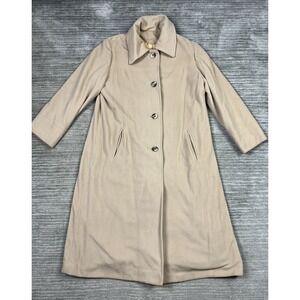 Kashmiracle Coat Womens Large Beige Button Closure Long Vintage
